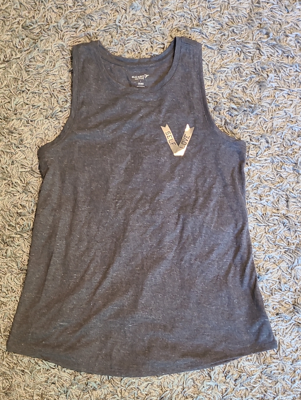 Old Navy Women's Dark Gray Tank Top with Gold Accent
